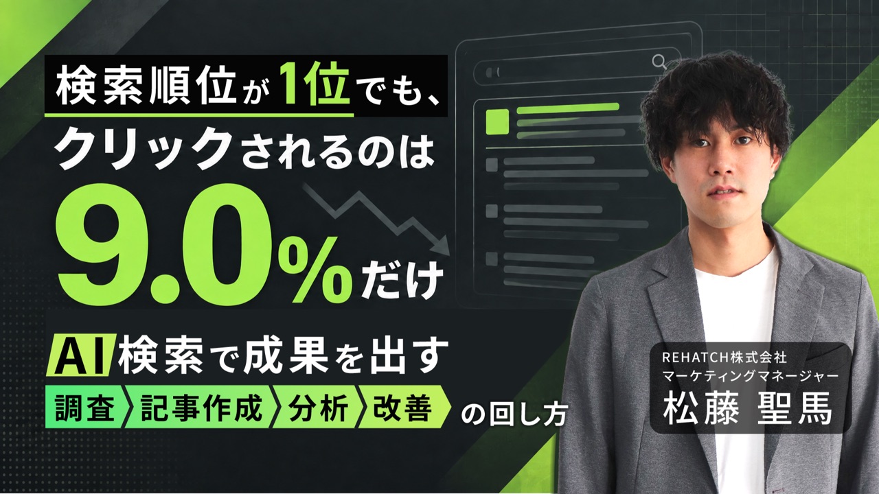 検索順位が1位でも、クリックされるのは9.0%だけ｜AI検索で成果を出す「調査→記事作成→分析→改善」の回し方